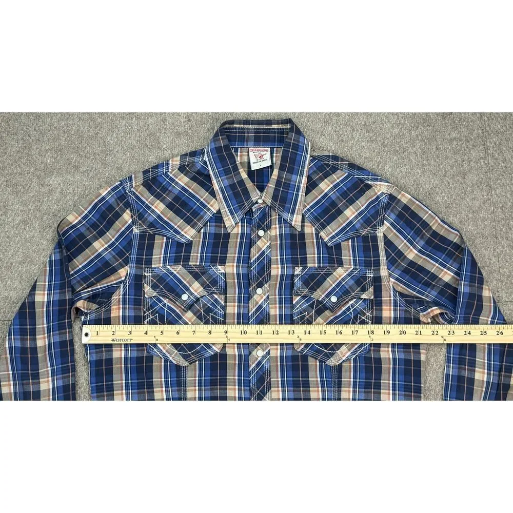 True Religion Men's Button Up Long Sleeve Snap Button Western Shirt‎ Size Large